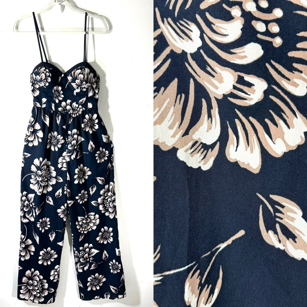 Band of Gypsies Navy Floral Bustier Jumpsuit NWT